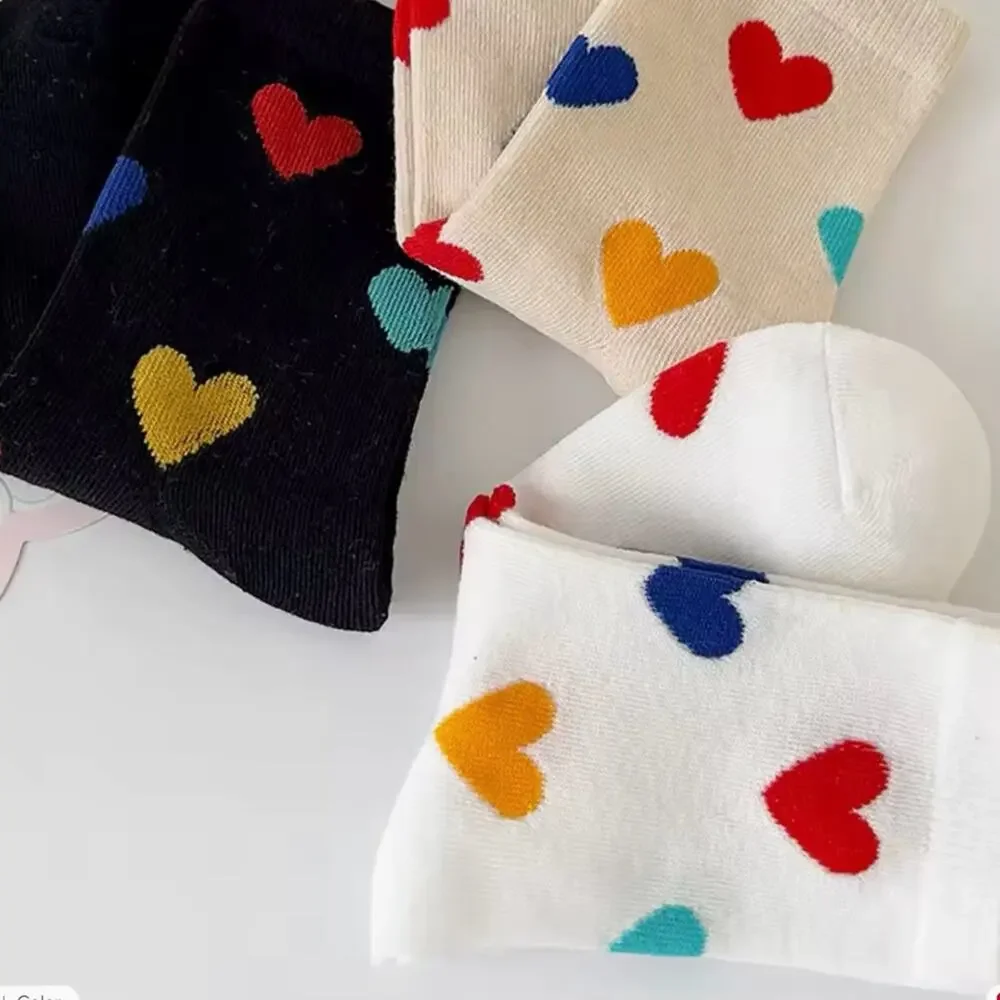 New lot of 3 girls heart socks  4-6